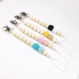 Crochet Beads Newborn Baby Shower Gift Metal Dummy Clip Pacifier Chain Holder