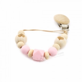Wooden Beads Baby Teething Dummy Chain