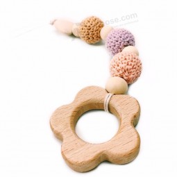 New Style Baby Teething Beads Pacifier Chain Wooden Sooth Pacifier