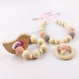Unique Toy Baby Wooden Pacifier with Animal Pendant