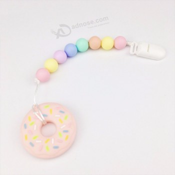 Silicone Teether Cookie Pacifier Clip Baby Shower Gift Cookie Teether Baby Clip Pacifier Chain