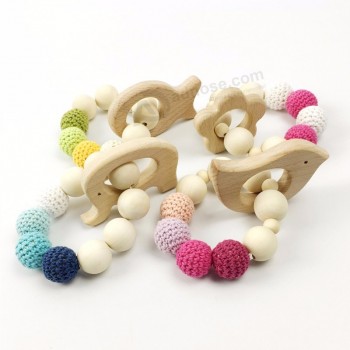 Pendentif animal en bois anneau de dentition bébé nouveau-né bracelets