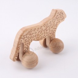 Wooden Cheetah With Wheel Push Children Toys Wooden Toys