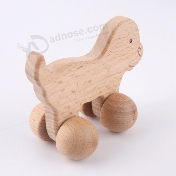 Gevormd organisch houten stuk speelgoed met wiel opduwend speelgoed houten speelgoed