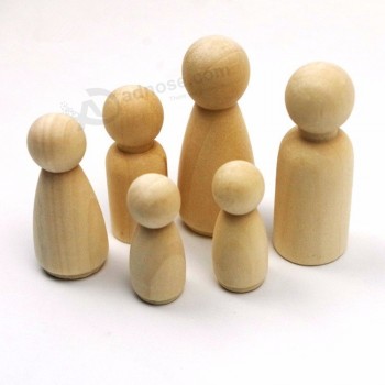 Muñecas de madera de la familia educativa bricolaje artesanía bricolaje juguetes para bebé waldorf