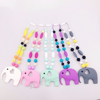 Silicone elefante teether pingente bebê dentição silicone kids colar