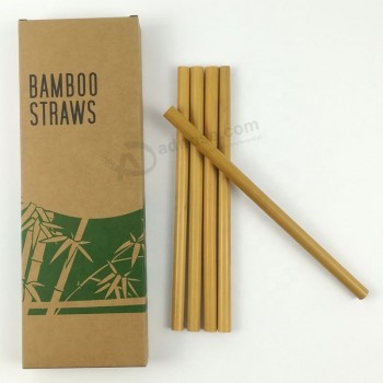 Set di paglia di bambù biologico riutilizzabile naturale con logo personalizzato