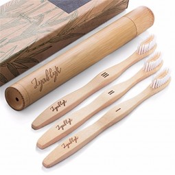 Wholesale Biodegradable Eco-friendly bamboo toothbrush 4 pack set for hotel
