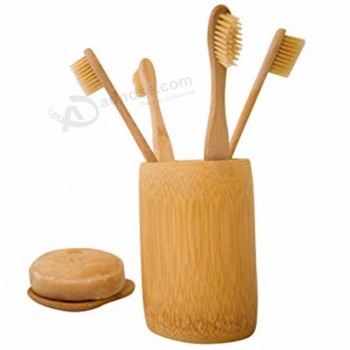 éco en gros-Sympathique brosse à dents de voyage en bambou naturel anthracite avec logo