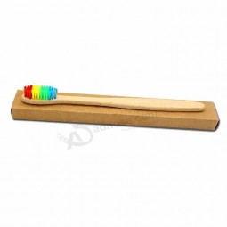 Adult bamboo handle rainbow color toothbrush with customized logo