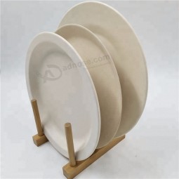 blue circular bamboo fiber household plate