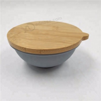 reusable bamboo fiber bowl with bamboo lid