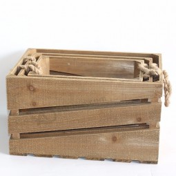 Rustic Wood Storage Crate Decorative Tray Boxes vintage
