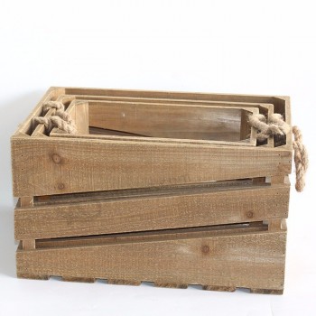 Vintage de caixas de bandeja decorativa de caixa de armazenamento de madeira rústica