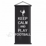 FC House Decor Flag Keep Calm and Play Football Quotes Hanging Poster Wall Banner for Football Club Fans 45x110cm