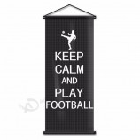 House Decor Flag Keep Calm and Play Football Quotes Hanging Poster Wall Banner for Football Club Fans 45x110cm