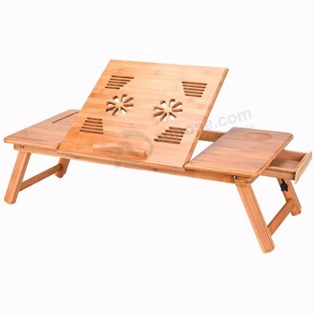 모바일 접는 테이블 휴대용 트레이 대나무 랩톱 무릎 책상입니다