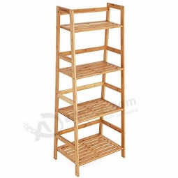 100% Bamboo Shelf 4-Tier Rotatable Book Shelf