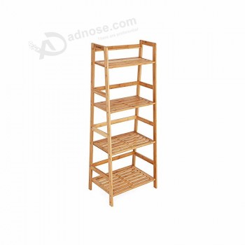 Bamboo Shelf 4-Tier Multifunktionales Bücherregal mit Leiter