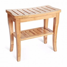 Wooden Shower Seat Shelf Bamboo Bench
