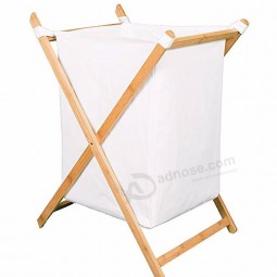 Includes Machine Washable Cotton Liner Bamboo Foldable Laundry Basket