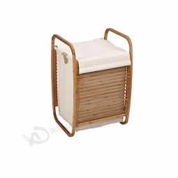 Square Hamper With Lid Bamboo Laundry Basket Corner