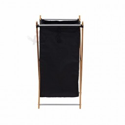 Bamboo Laundry Basket Collapsible With Black Canvas Bag