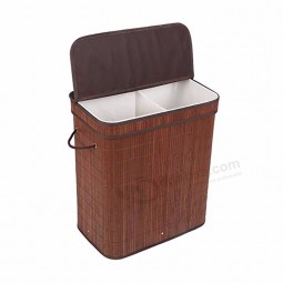 Hamper With Cloth Liner Wooden Laundry Basket