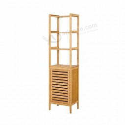 Simple Linen Tower Bamboo Bathroom Furniture Cabinet