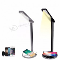 Led lampe de table pliant tactile protection des yeux lampe de bureau chargeur rapide sans fil pour iphone pour samsung
