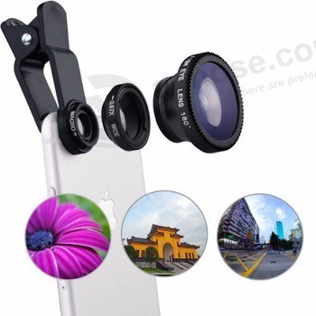 Clip universel 3 en 1 macro grand angle fisheye objectif de caméra de téléphone portable pour téléphone iphone mabile