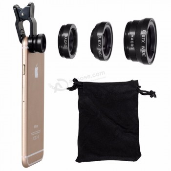 Universal 3 em 1 kit de lente de câmera de celular-Lente olho de peixe