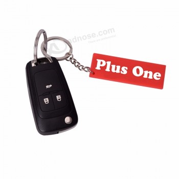 custom engraved company logo silicone rubber key chain with metal ring with your logo