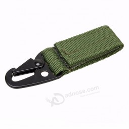 outdoor tactical nylon metal hook keychain for camping hiking backpack with your logo