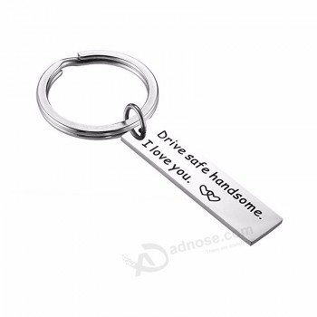 I love you Engraved Charm Keychains Key Ring for Couples Husband Dad with your logo