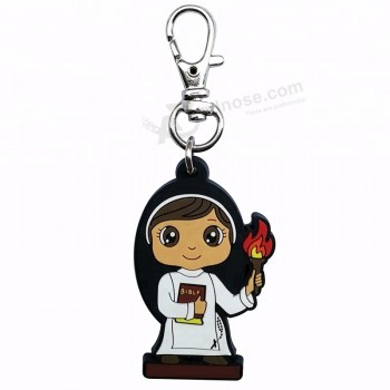 Plastic religious keychain custom soft rubber 2D soft pvc key ring with your logo