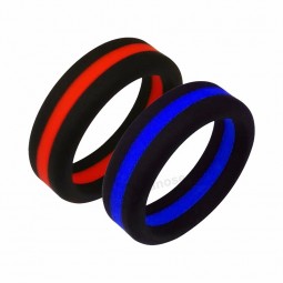 silicone wedding finger ring thin red line rubber rings for men and women
