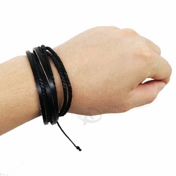 Accesorios de joyería de moda hechos a mano pulsera de cuero cuerda para hombres