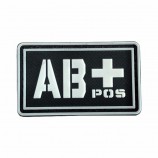 blood types glow in the dark rubber PVC patch for bag