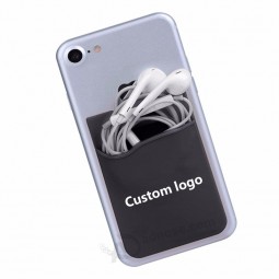 Silicone card holder custom printing logo sticker pouch for phone