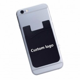 silicone card holder company logo rubber phone pouch with 3M adhesive
