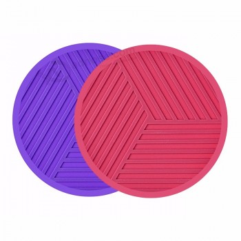Round silicone Drink Coasters Set Prevents Furniture rubber cup mat