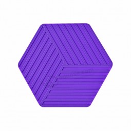 hexagon purple black soft PVC rubber silicone cup coaster set for drink
