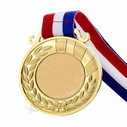 Custom sport gold silver bronze award running medal with ribbon
