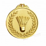 Oro plata bronce bádminton evento deportivo medallas de premio con cinta