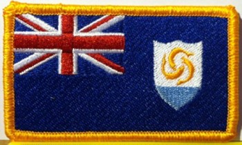 Anguilla Flag Embroidered Patch with Hook & Loop Travel Patriotic Morale Shoulder Emblem Gold Version #51