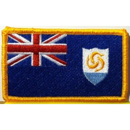 Anguilla-Flagge gestickter Flecken mit Klettverschluss-Reise-patriotischer Moral-Schulter-Emblem-Goldversion # 51
