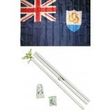 3 pies x 5 pies anguila bandera blanca con poste Kit Kit para hogar y desfiles, fiesta oficial, todo clima en interiores al aire libre