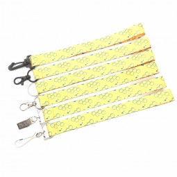 Leuchtend gelbes Polyesterband mit einfachen hängenden Lanyards
