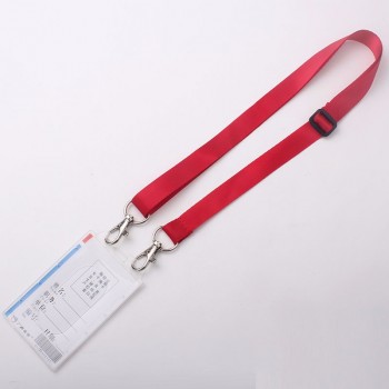 Custom two clips lanyard with plastic card holder